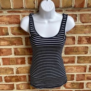 Gap Navy and White Stripe Tank Top Tee Small